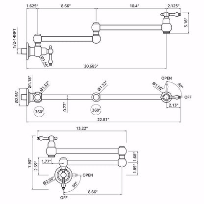 Folding Fauce Pot Filler Faucet Wall Mount