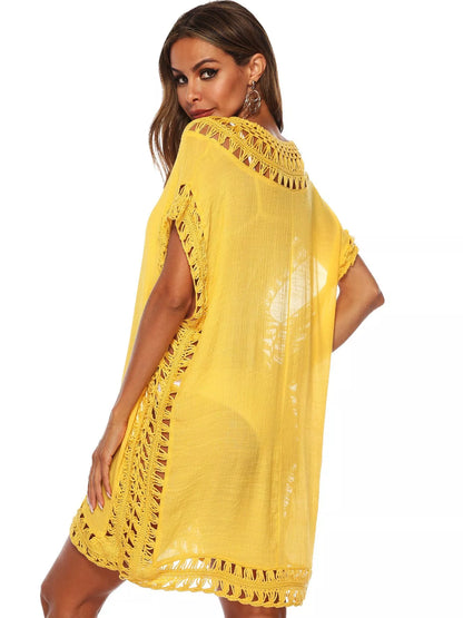 V-neck crochet cover-up dress, view 11
