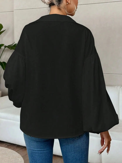 Polka Dot Balloon Sleeve Blouse