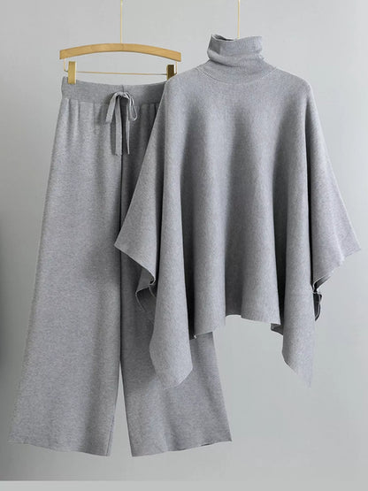 Poncho sweater and pants set in Gray