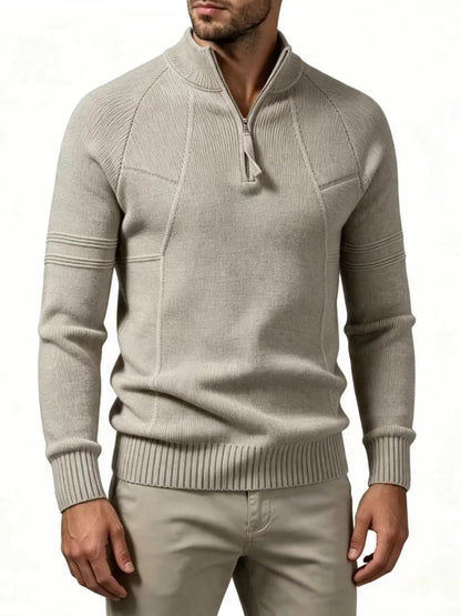 Men's Plus Size Quarter-Zip Ribbed Knit Sweater