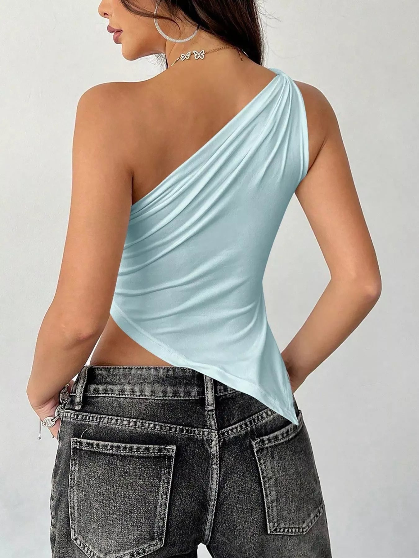 Asymmetrical One-Shoulder Slim Fit Cami