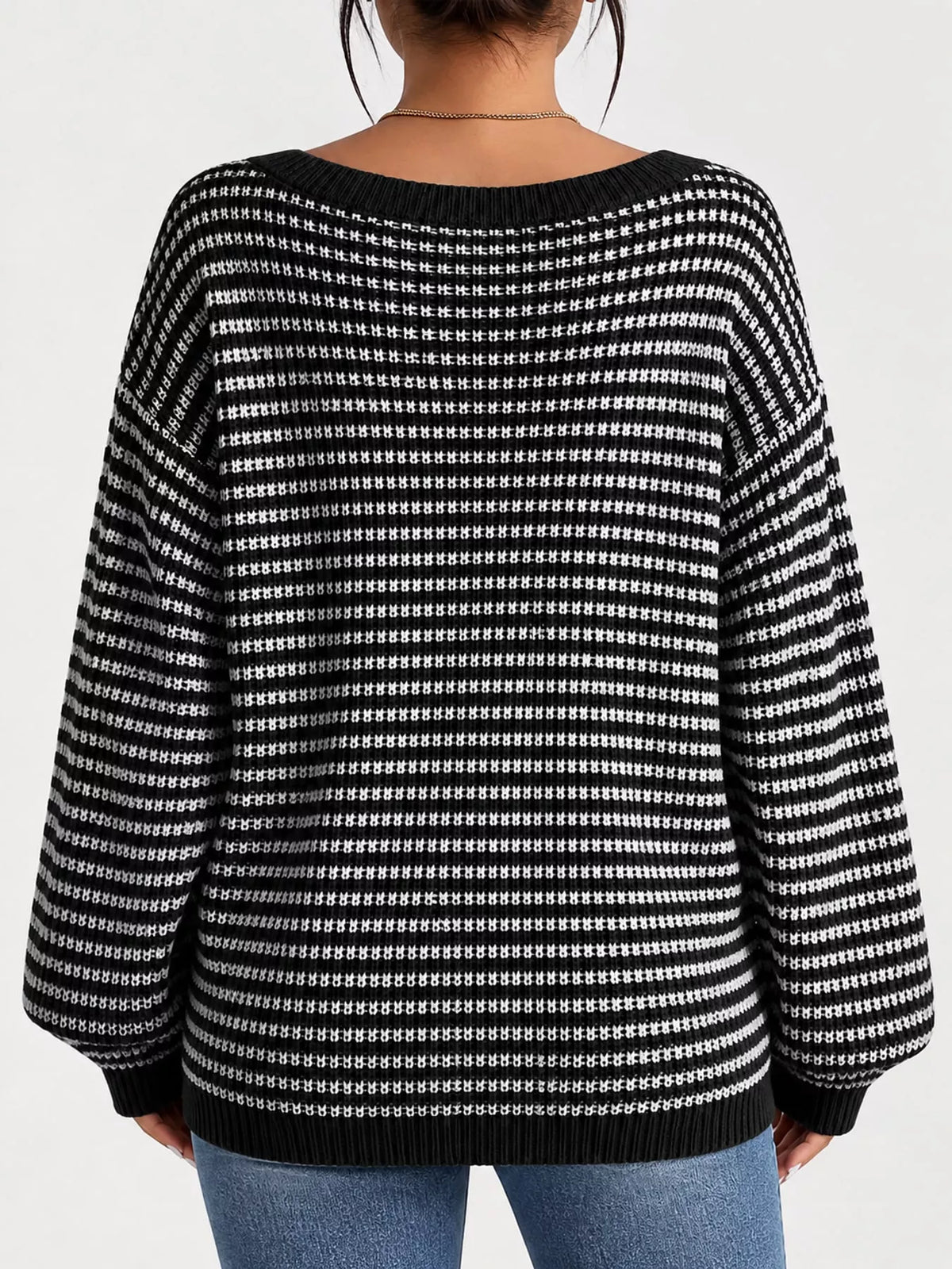 Striped boat neck sweater, view 19