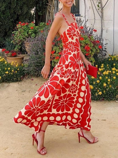 Printed A-Line Midi Cami Dress