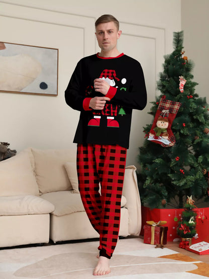 Matching Family Christmas Pajamas Set with Festive Graphic Plus Size