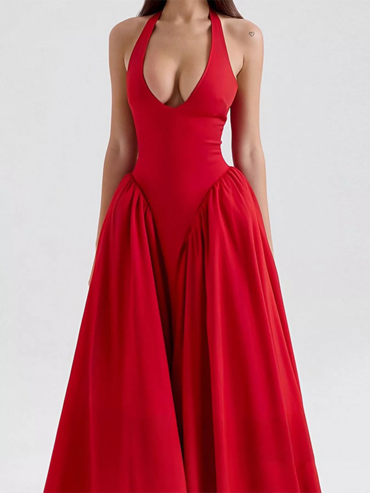 Halter Neck Midi Dress with Pockets