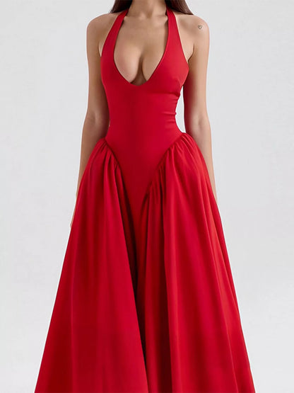 Halter Neck Midi Dress with Pockets
