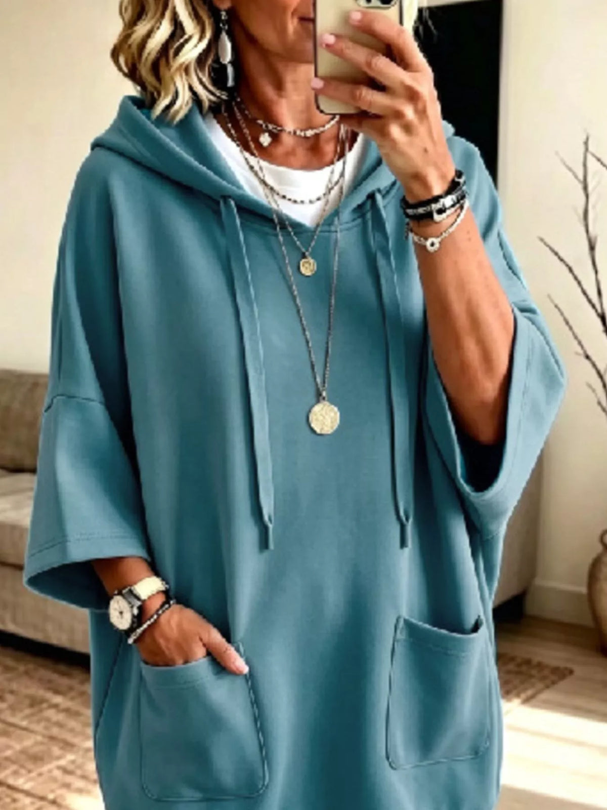 Full Size Drawstring Hoodie Plus Size