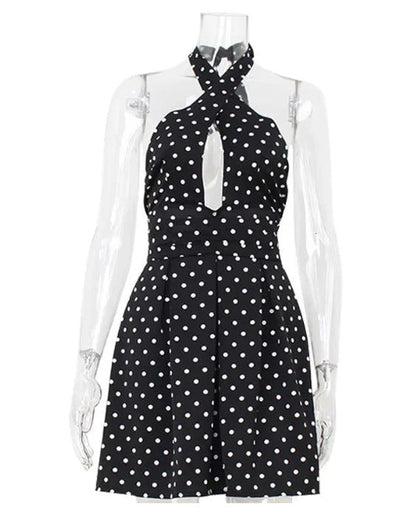 Cross neck hanging backless short skirt