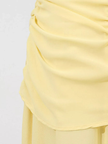 Sleeveless Ruched High-Slit Maxi Dress