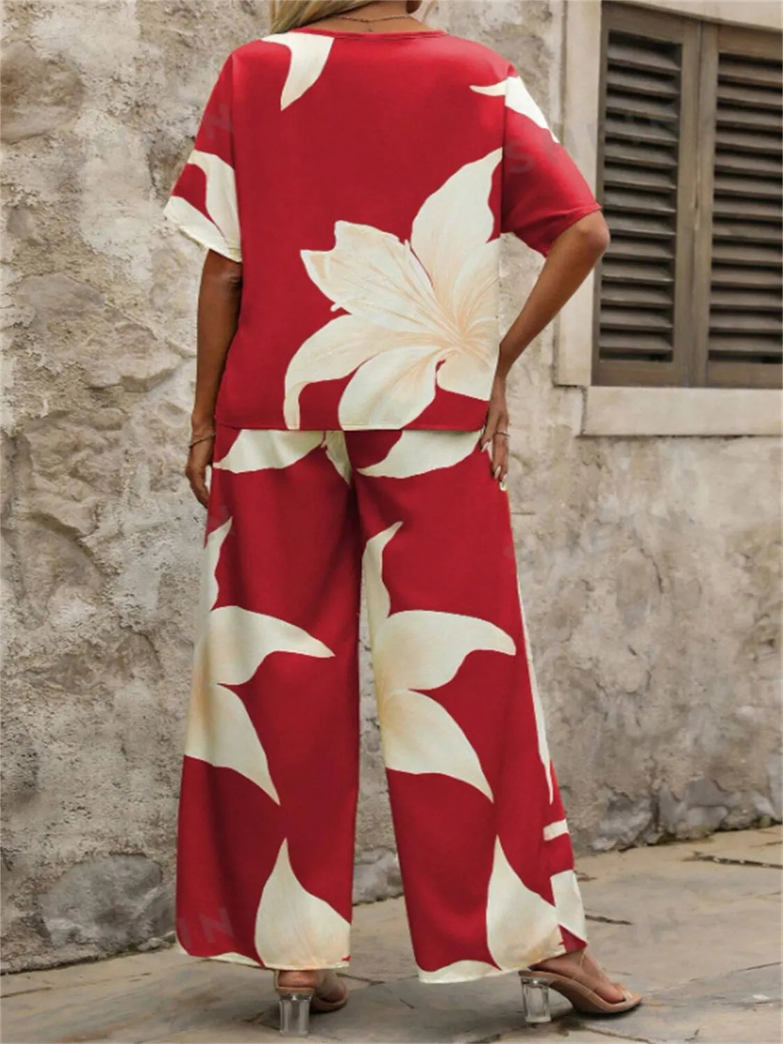 Printed Classy Wide Leg Pants Set