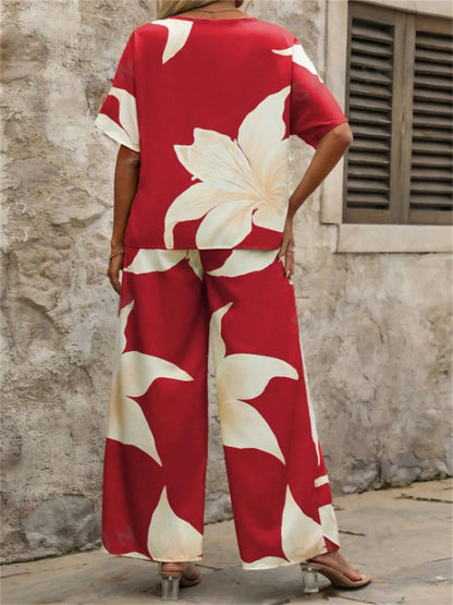 Printed Classy Wide Leg Pants Set