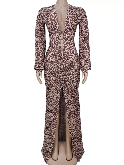 Leopard print maxi dress, view 3