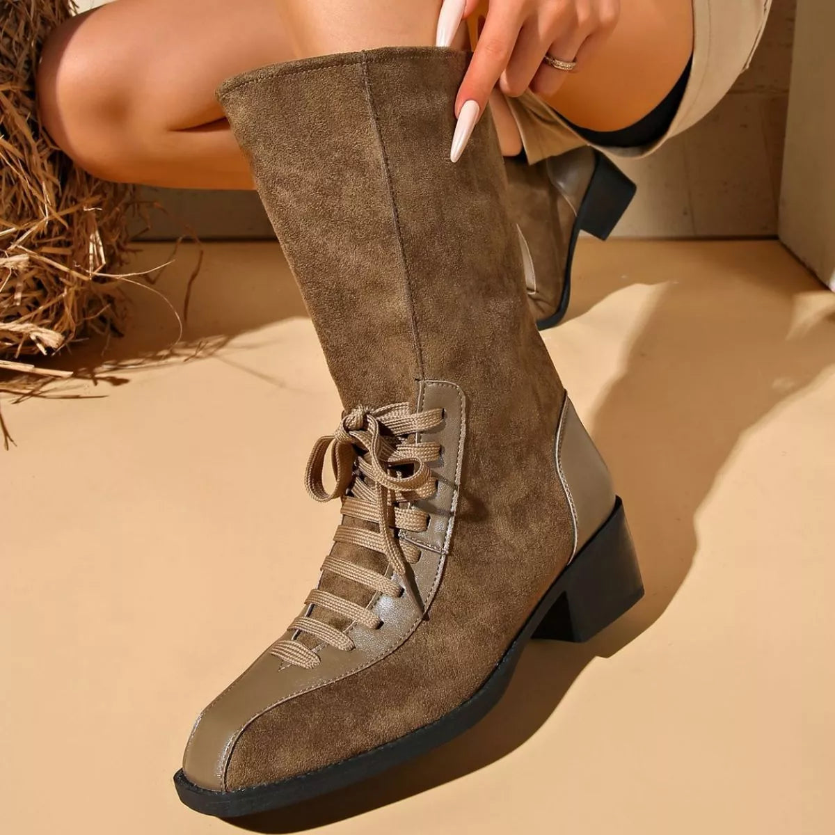 Mid-Calf Block Heel Boots