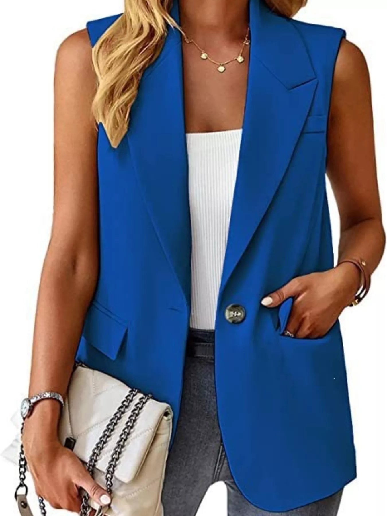 One Button Blazer Vest