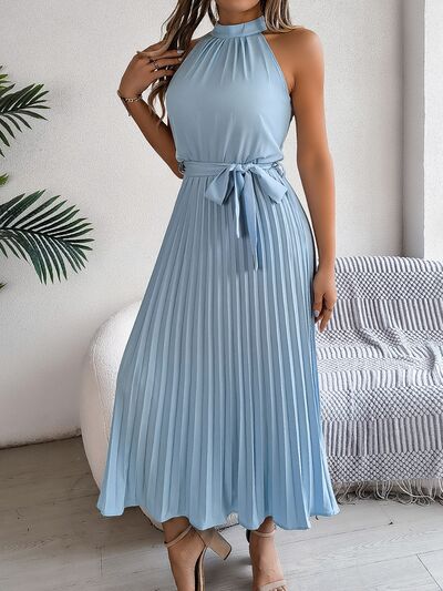Tie Waist Pleated Dress
