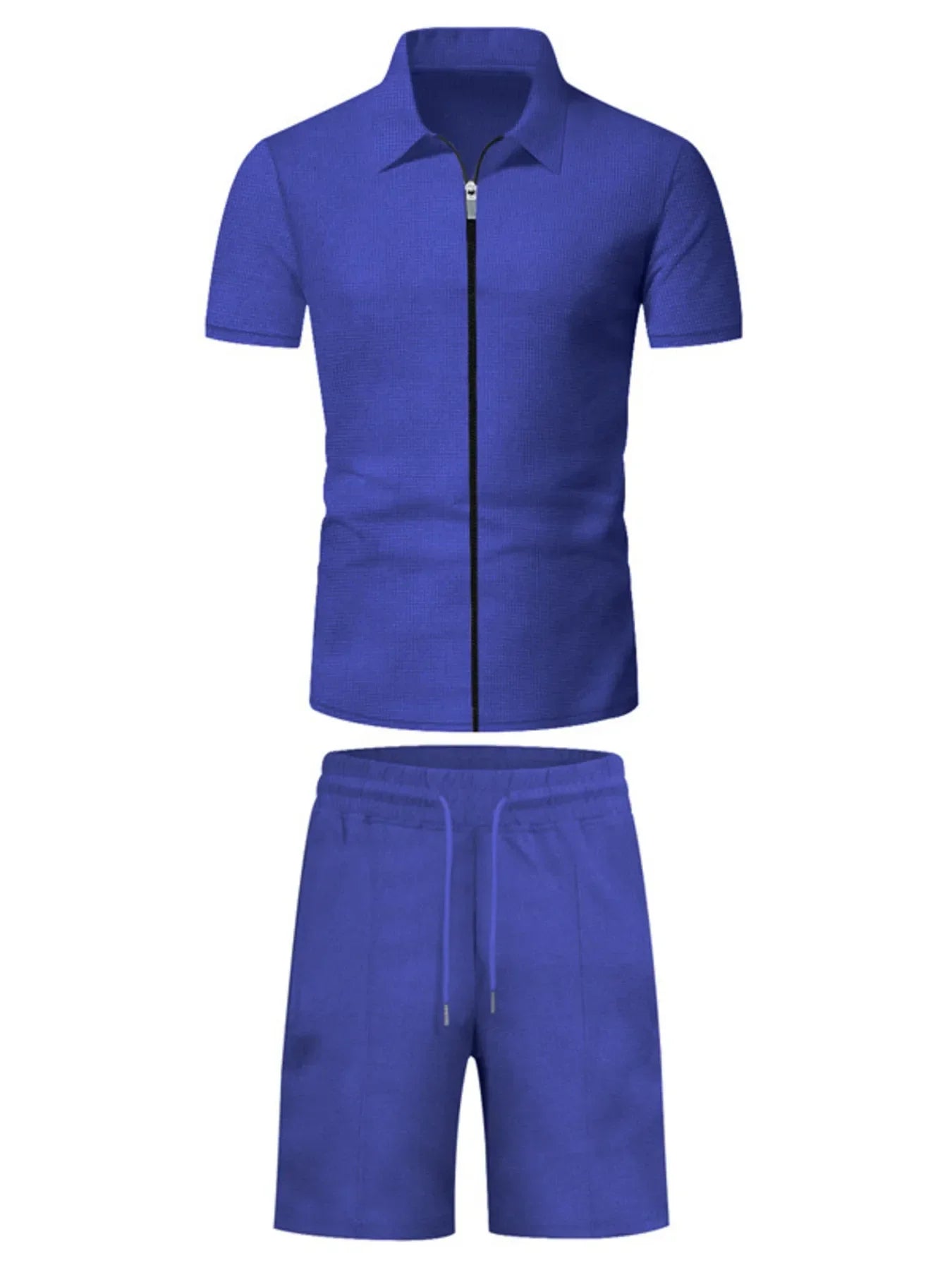 Men's Zip Up Short Sleeve Top and Shorts Set