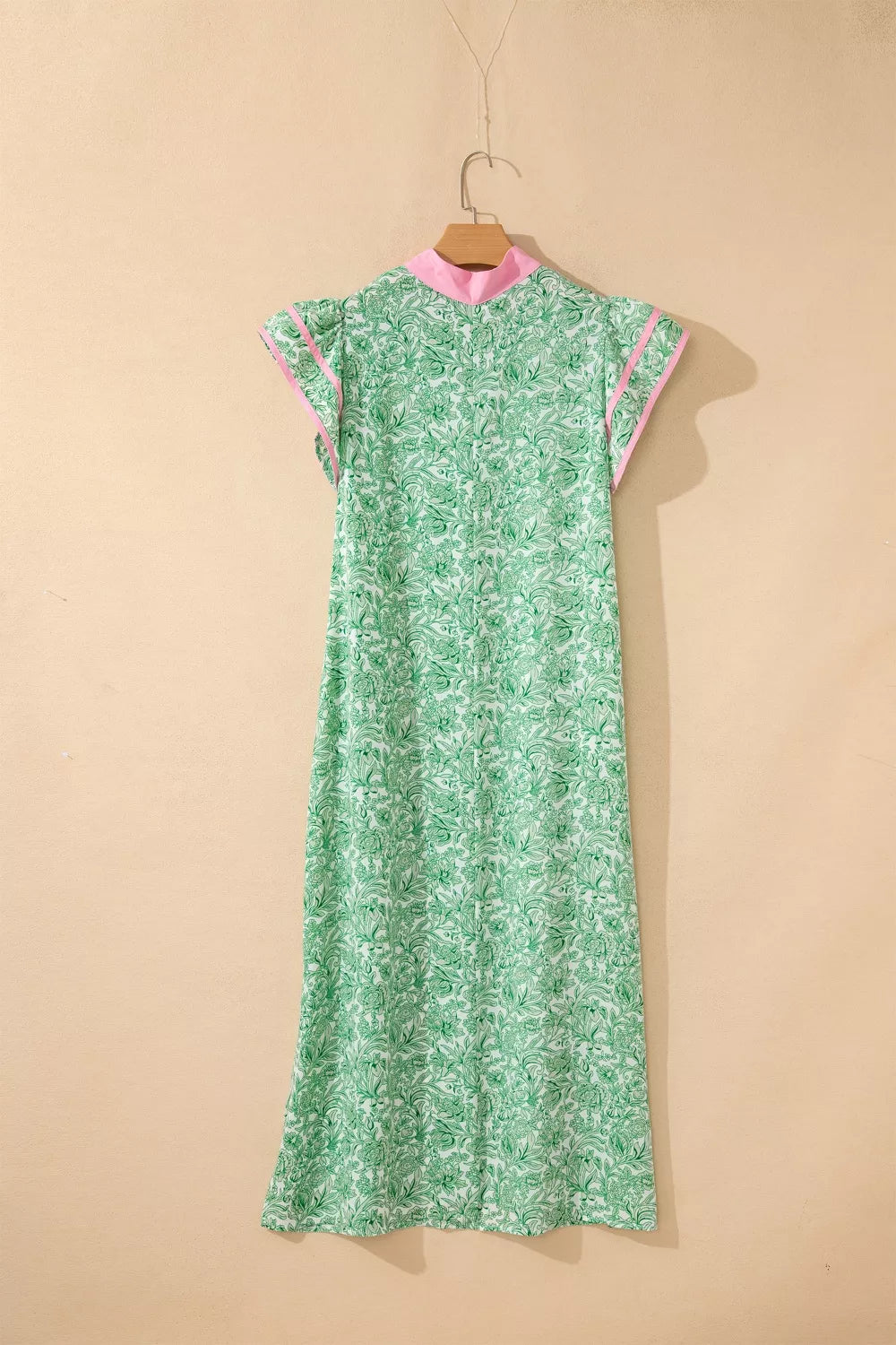 Contrast Trim Floral Midi Dress