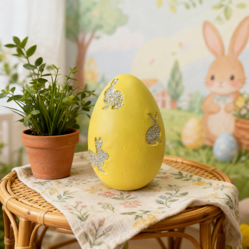 Easter Egg with Glitter Bunny Cutouts