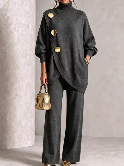 Turtleneck sweater and pants set, view 7