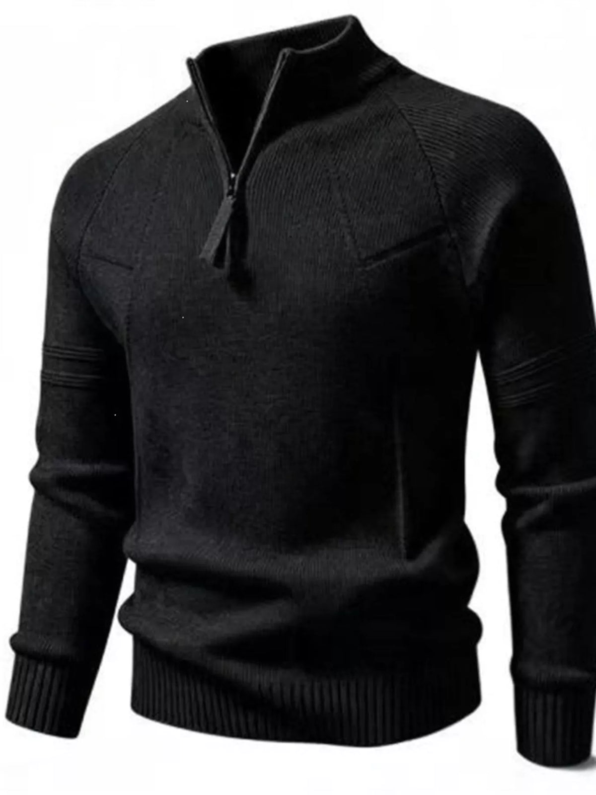 Men's Plus Size Quarter-Zip Ribbed Knit Sweater