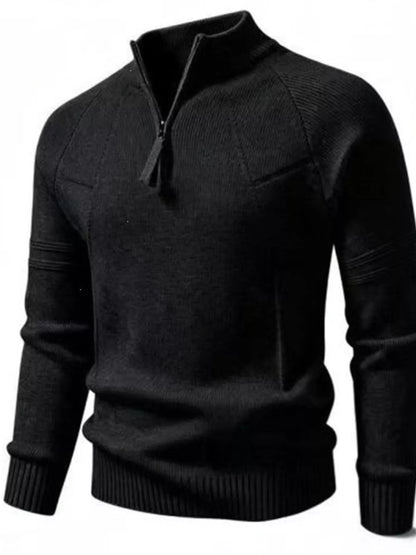 Men's Plus Size Quarter-Zip Ribbed Knit Sweater