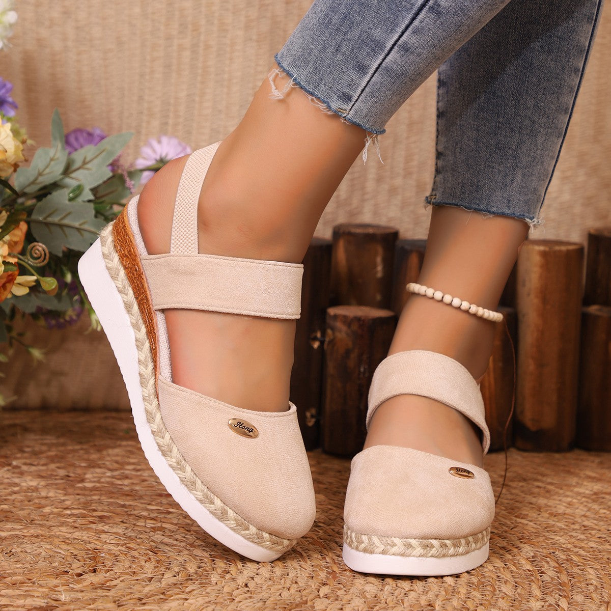 Round Toe Wedge Sandals