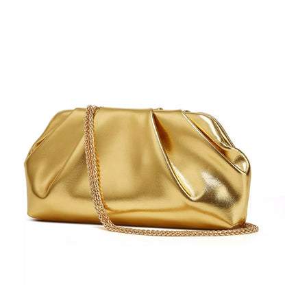 Ruched Shoulder Bag with Chain Strap