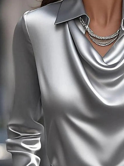 Full Size Collared Neck Long Sleeve Blouse