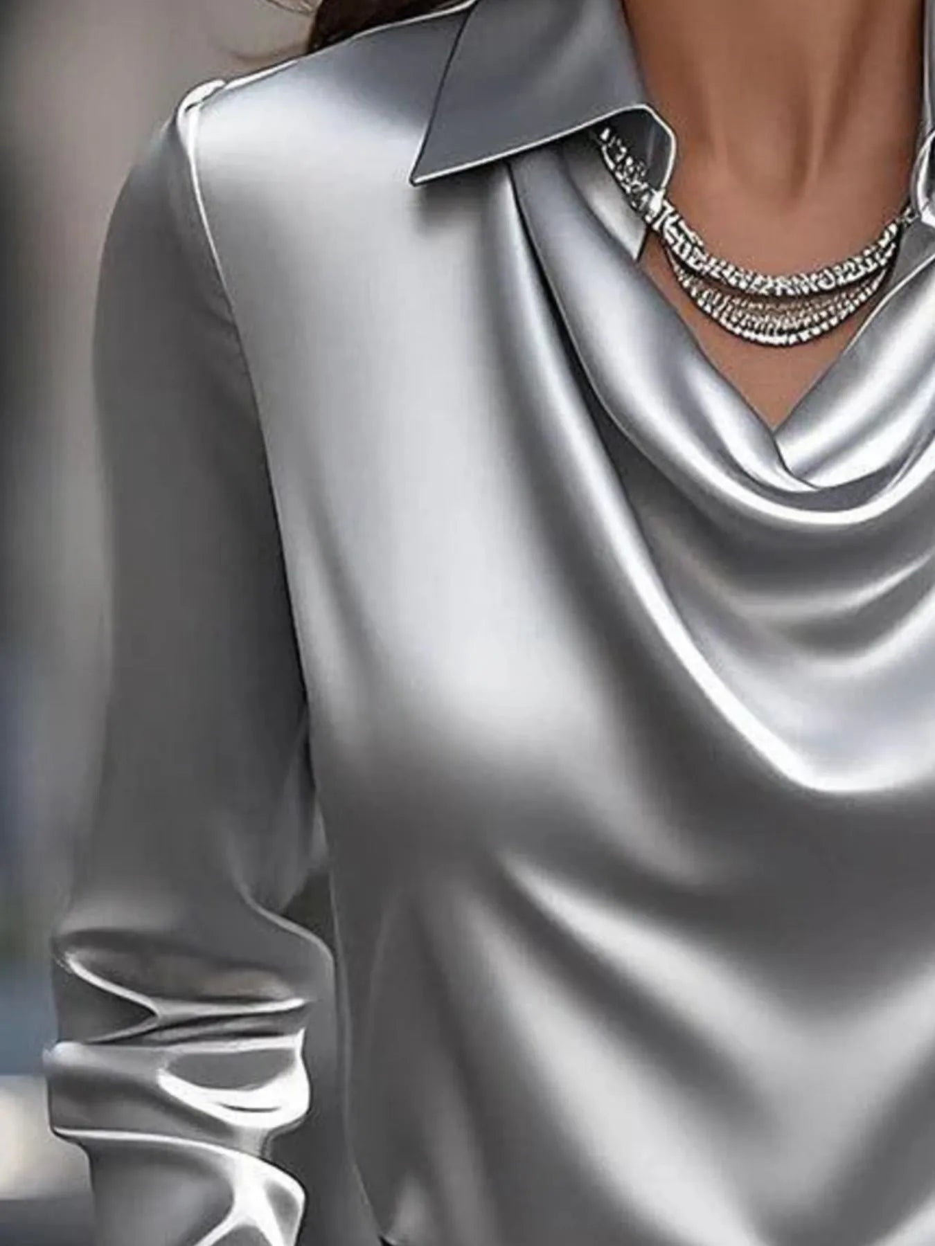 Full Size Collared Neck Long Sleeve Blouse