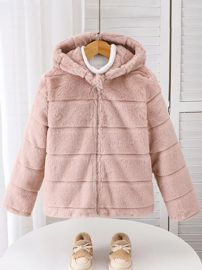 Children's Cozy Faux Fur Hooded Jacket