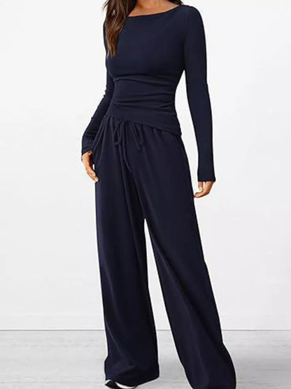 Long Sleeve Top and Wide Leg Pants Set