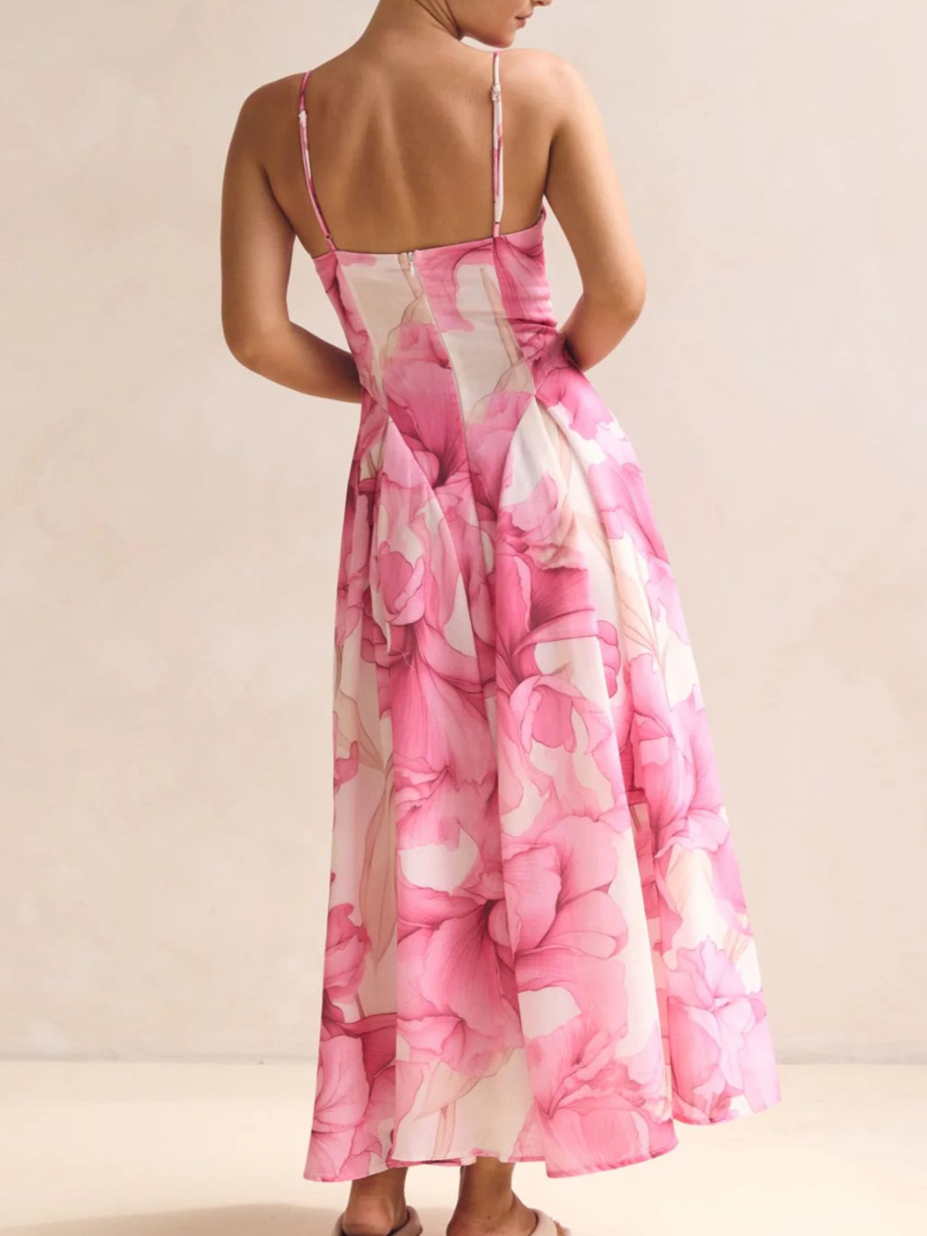 Floral Print Spaghetti Strap Midi Dress