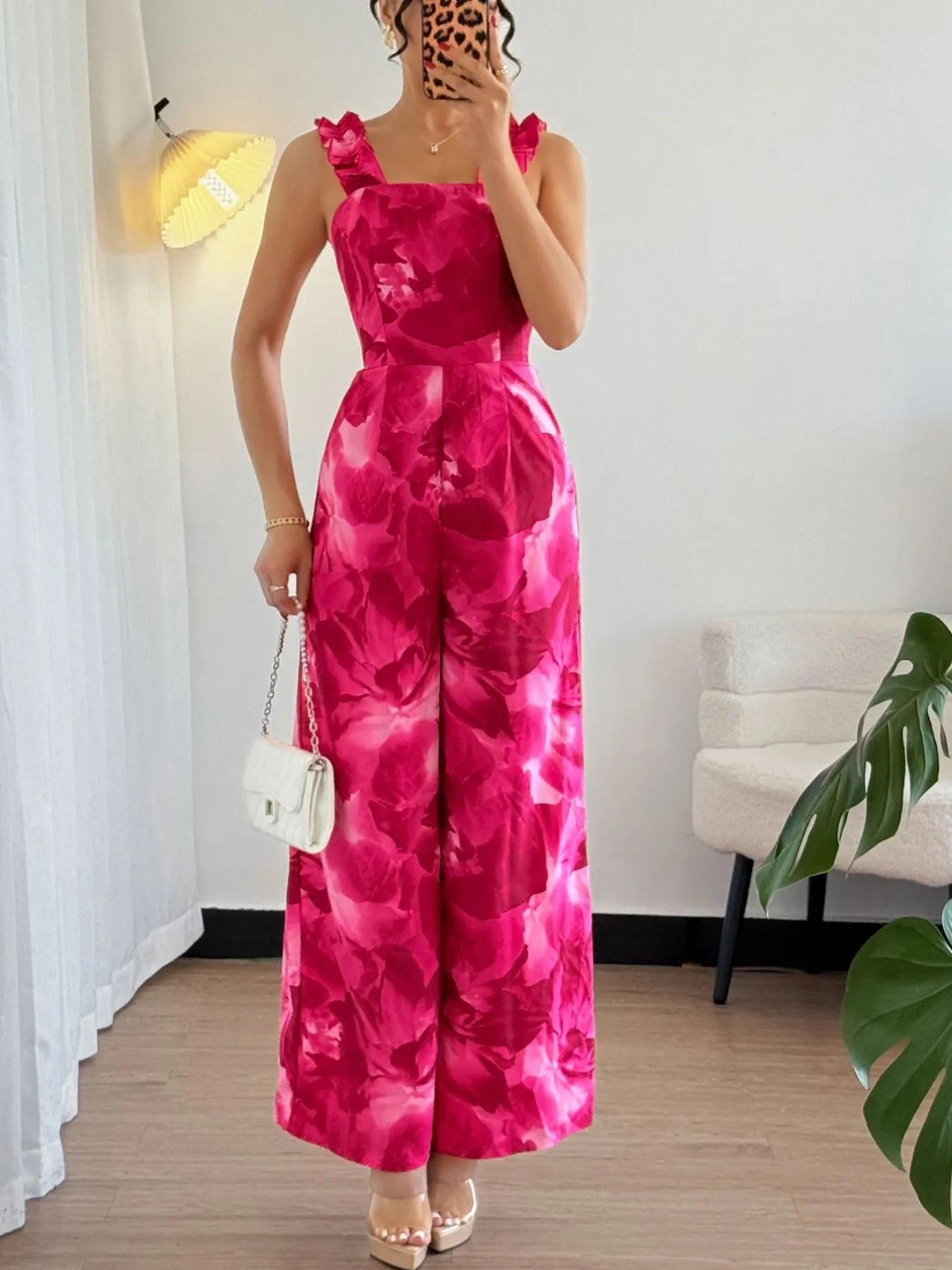 Floral Print Wide Leg Jumpsuit