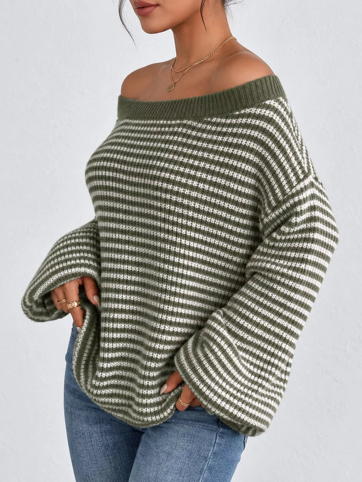 Plus size boat neck sweater, view 14