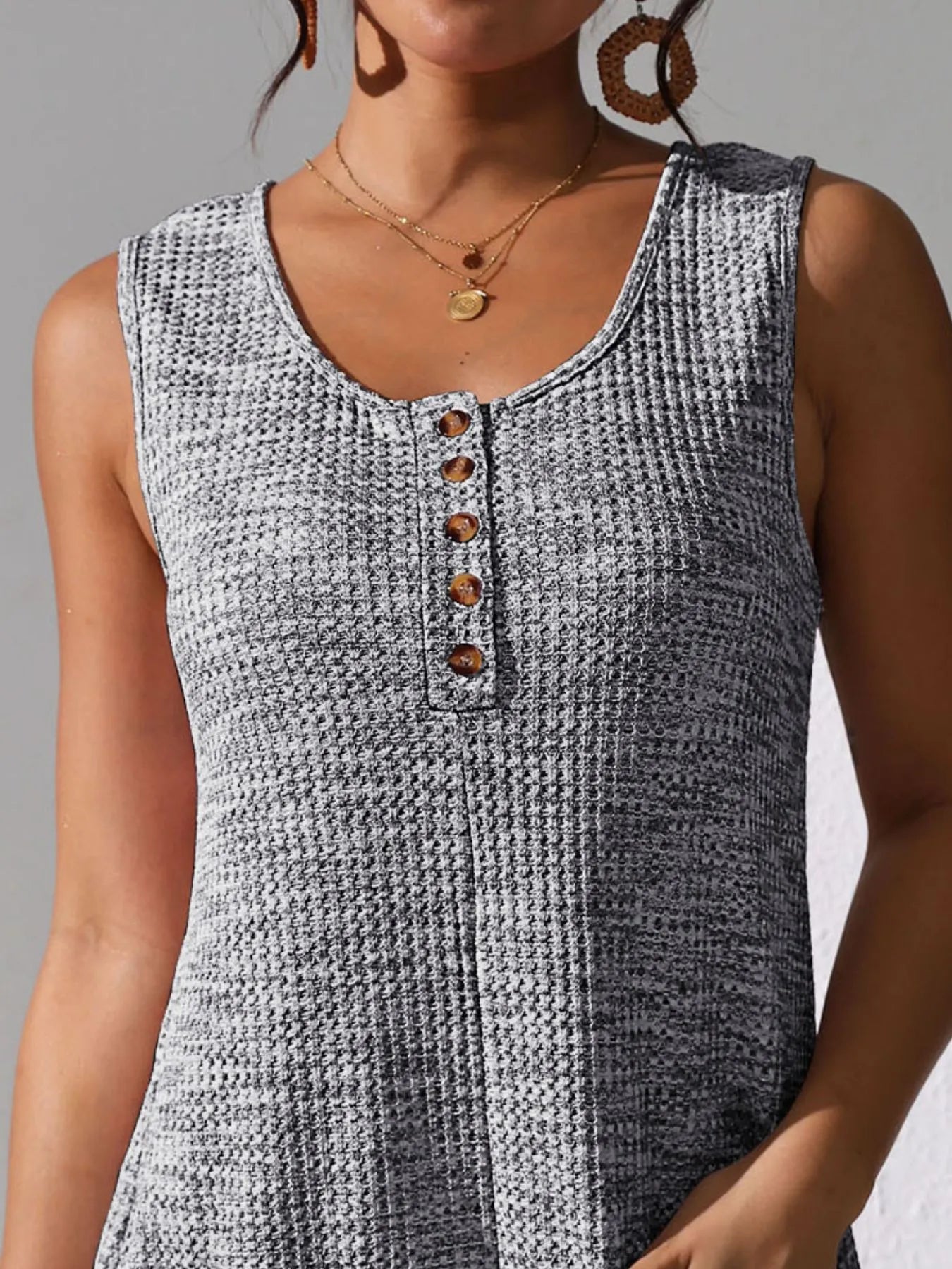 Full Size Button Front Romper with Pockets