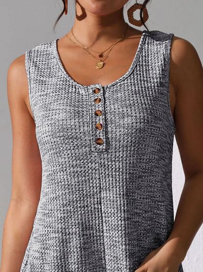 Full Size Button Front Romper with Pockets