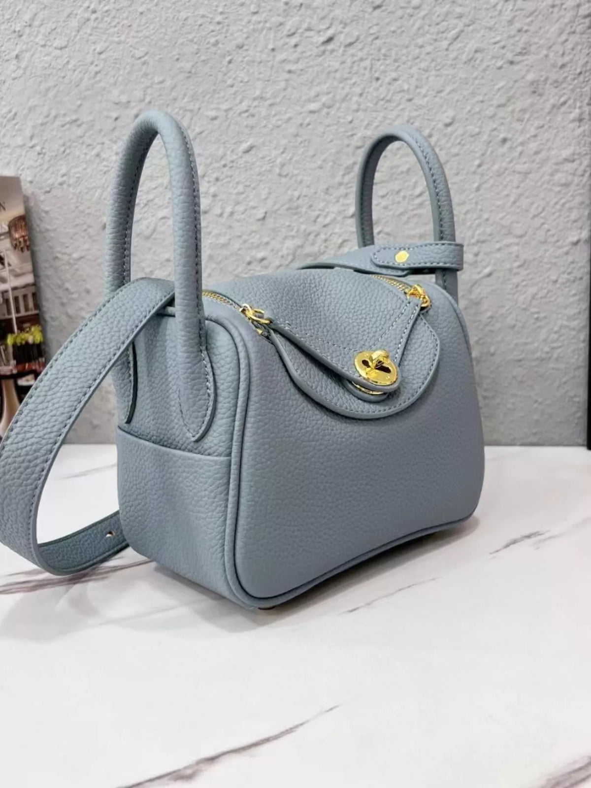 Gold-Tone Hardware Leather Crossbody Bag