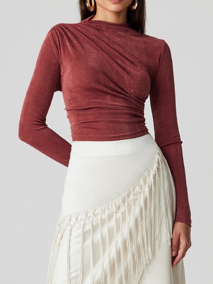 Mock Neck Long Sleeve T-Shirt