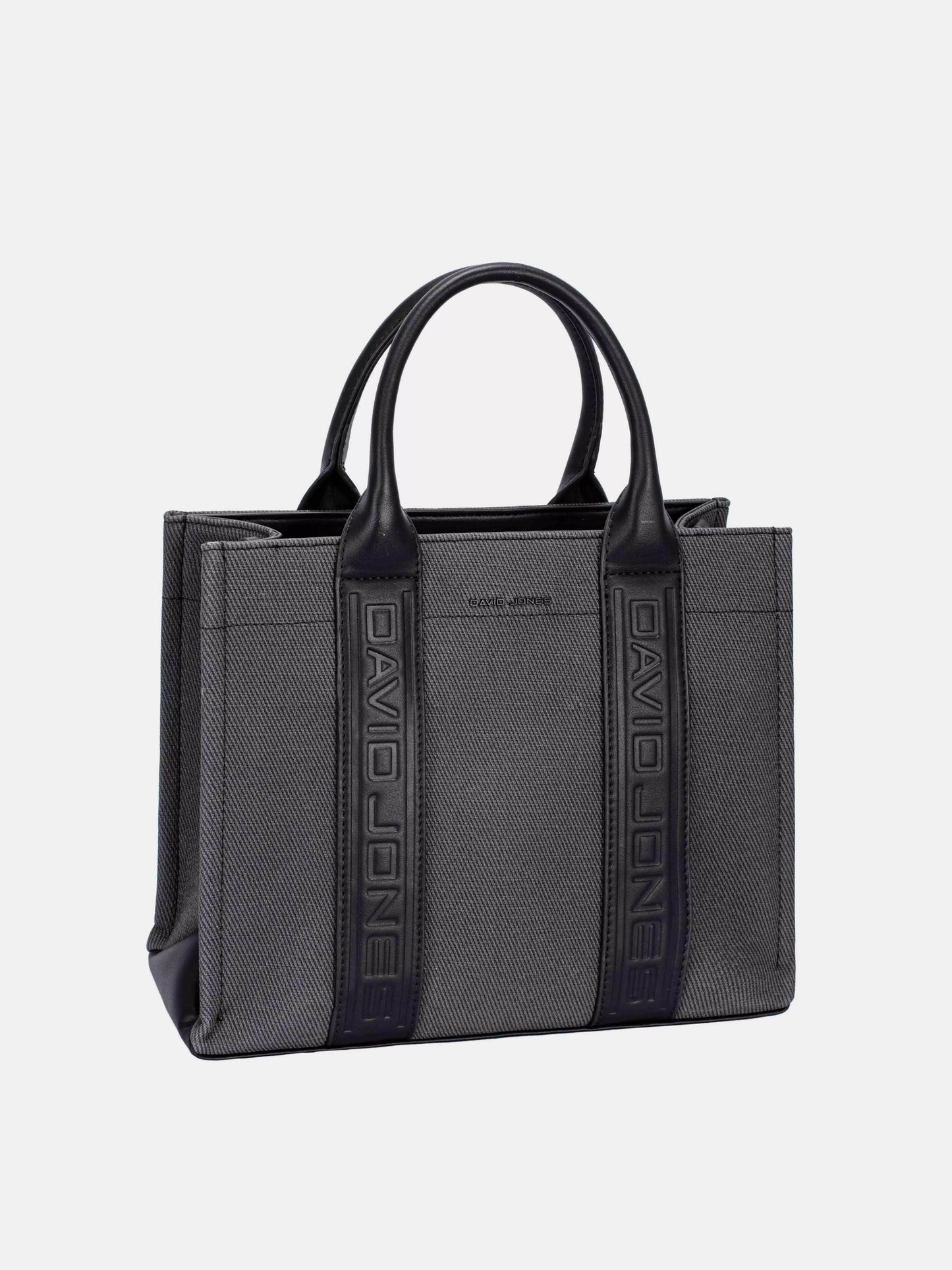 Canvas Tote Handbag with Contrast Leather Handles