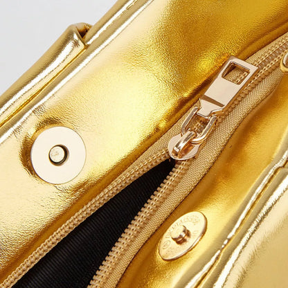 Ruched Shoulder Bag with Chain Strap