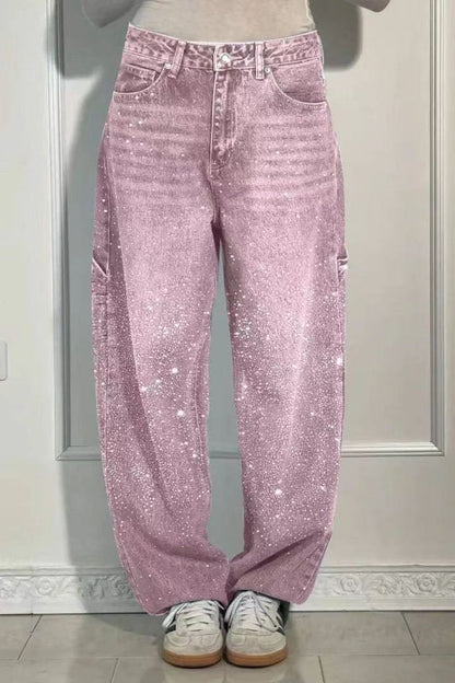 Full Size Rhinestone Wide leg Jeans