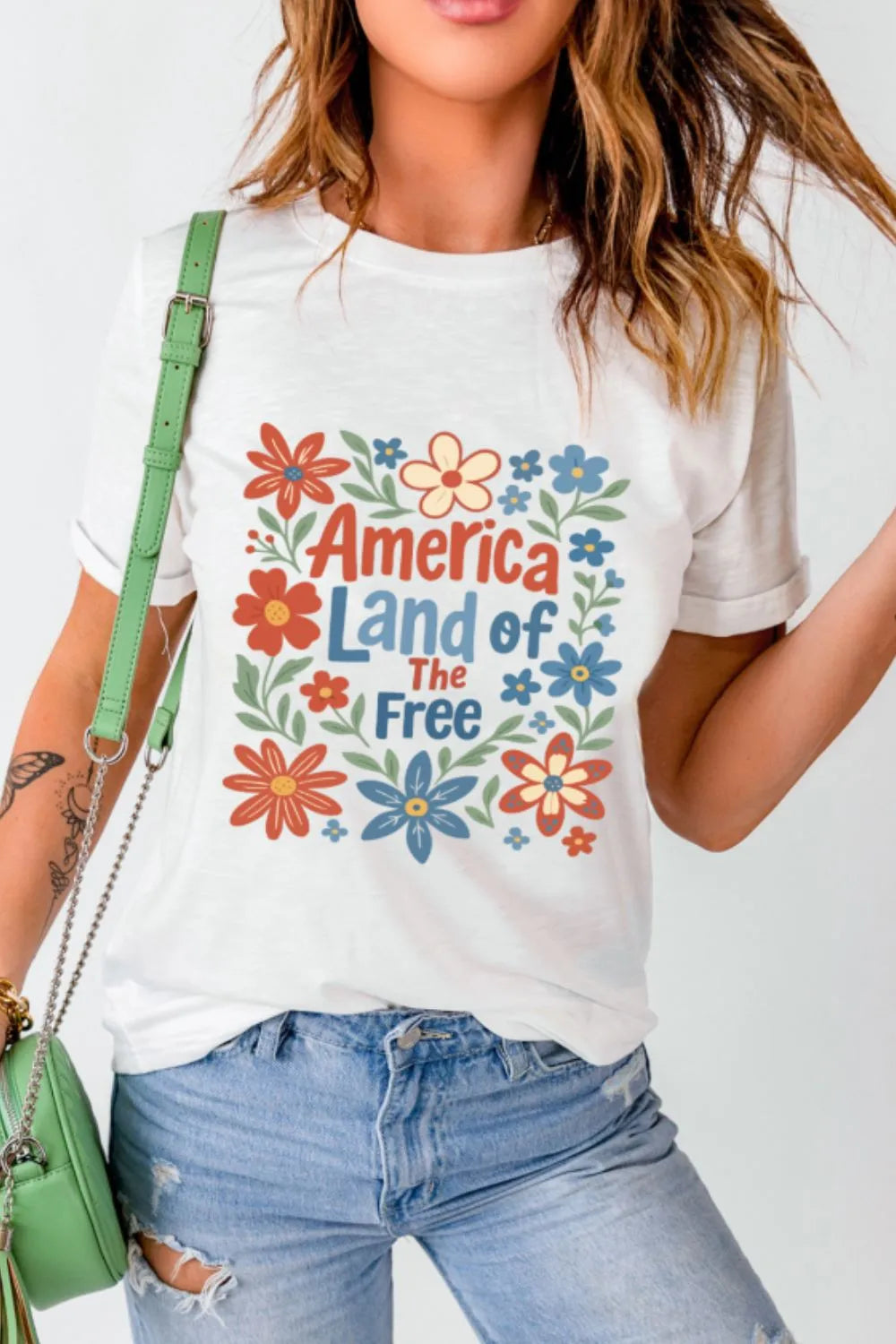 America Land of The Free Graphic T-Shirt
