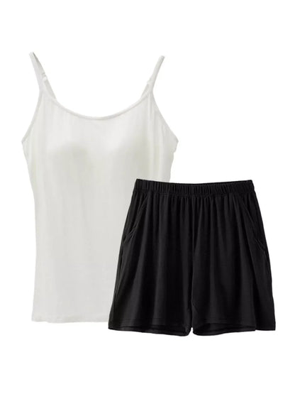Plus Size Modal Adjustable Strap Padded Cami and Shorts Set