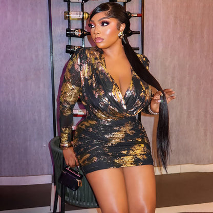 Low cut ice silk tight fitting dress