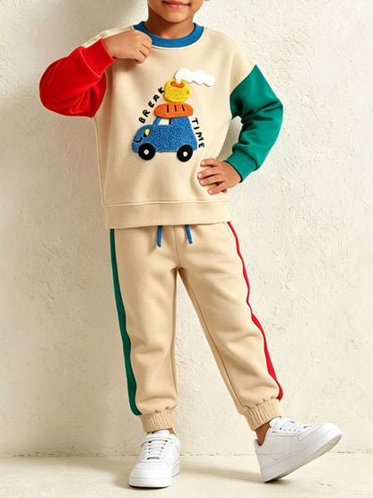 Kid's Car Applique Sweatshirt & Jogger Set