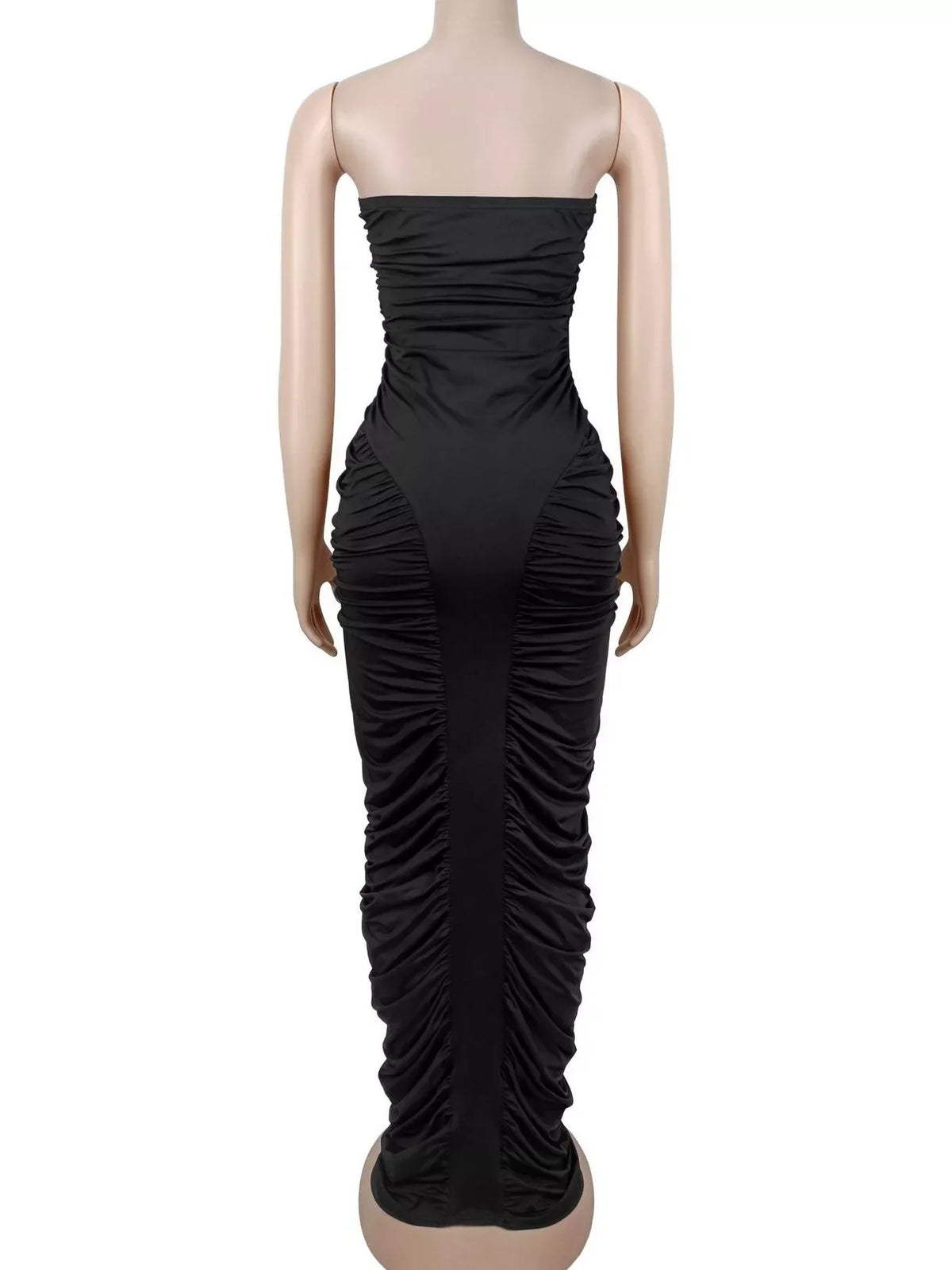 Strapless Ruched Bodycon Maxi Dress