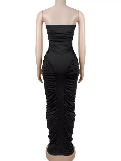 Strapless Ruched Bodycon Maxi Dress