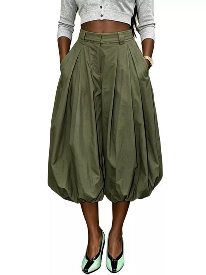 High-Waisted Ruched Balloon Pants
