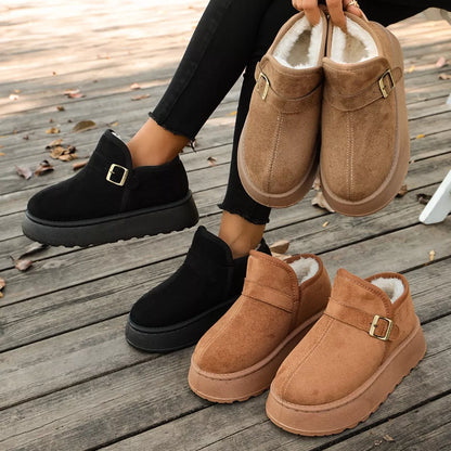 Women's suede platform boots in khaki, black or brown